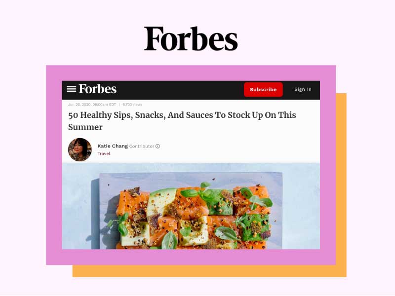 Forbes: 50 Healthy Sips, Snacks, And Sauces To Stock Up On This Summer
