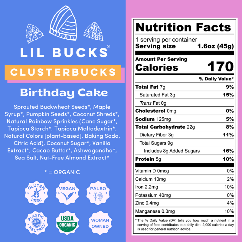 birthday cake clusterbucks 1.6 oz nutrition facts