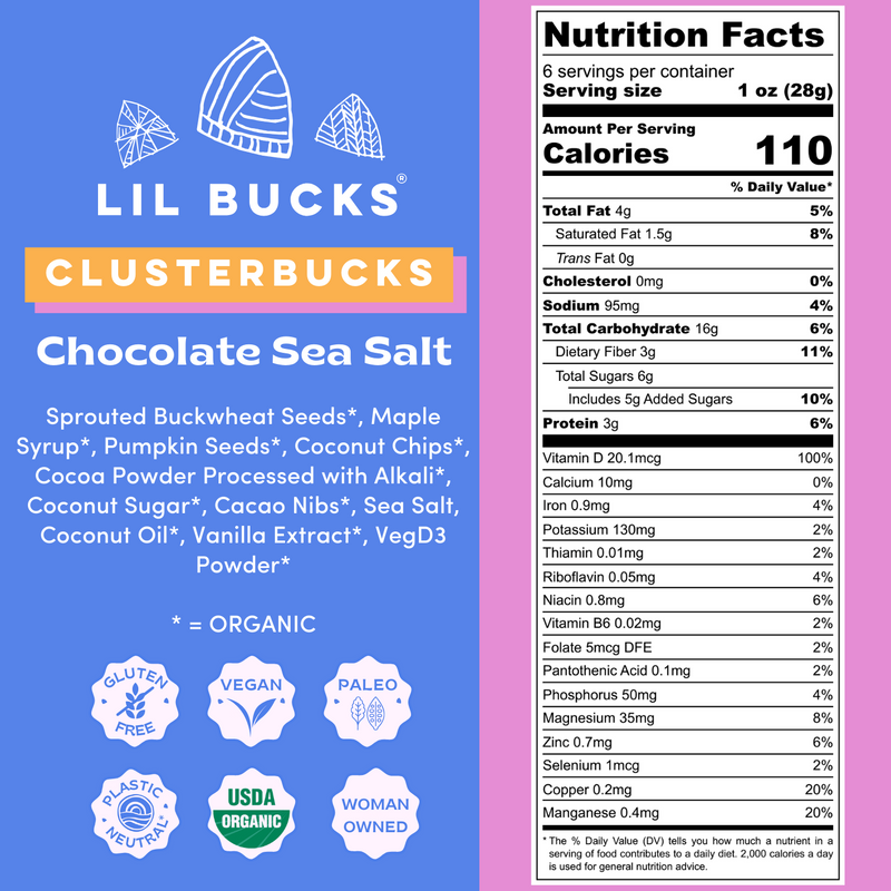 Chocolate Sea Salt Nutrition facts 6oz bag