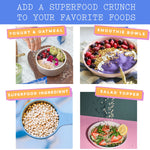 add sprouted buckwheat to yogurt, oatmeal, smoothie bowl toppers, and more