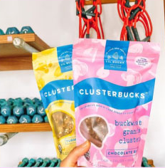 Clusterbucks gluten free granola, superfood snack, buckwheat snack