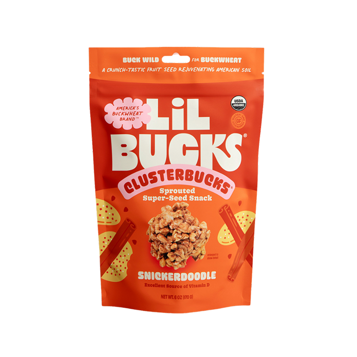 Orange Lil Bucks Clusterbucks Snickerdoodle snack package