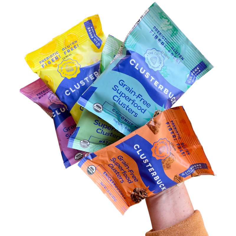 picture of the five clusterbucks single serve pouches together