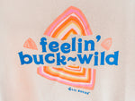 close up of feelin' buck wild design on hoodie