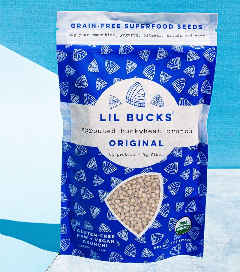 original lil bucks sprouted buckwheat crunch gluten free granola regular size bag