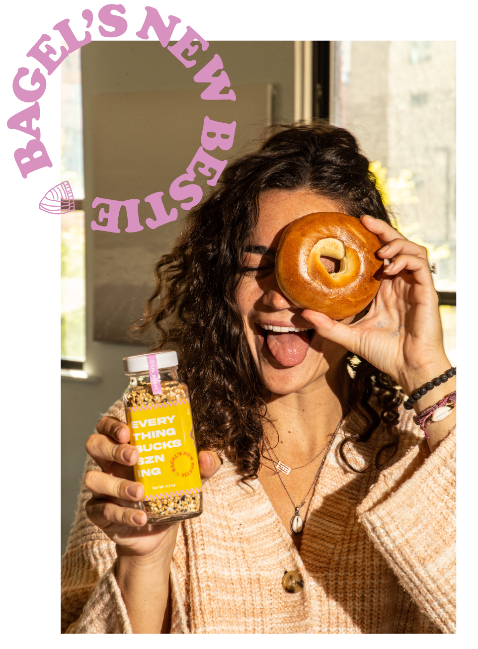 girl holding avocado toast seasoning